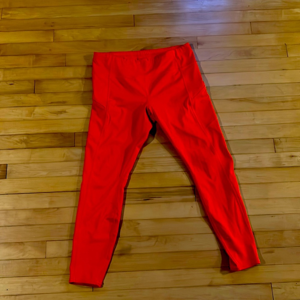 Athleta Red Orange Contender Full Length Tight Size L